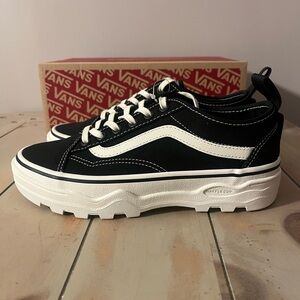 Vans Sentry Old Skool Platform Canvas Black Marshmallow Shoes Sz  7  Woman’s NIB